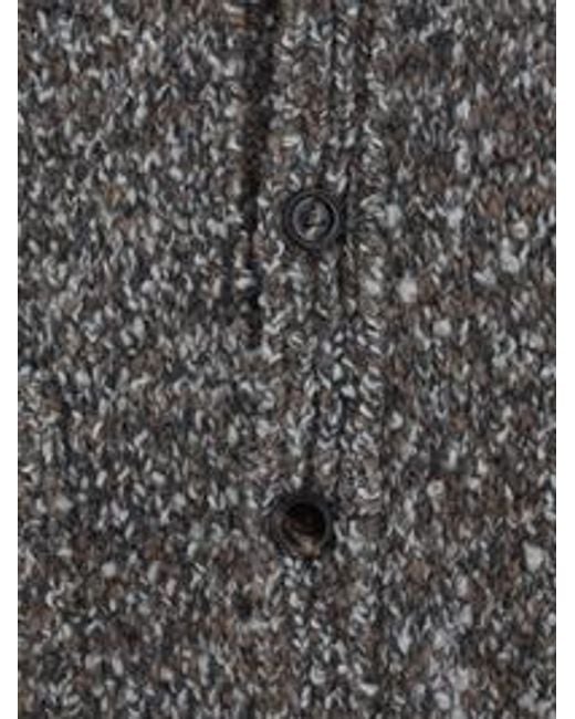 Bottega Veneta Gray V-Neck Knitted Cardigan for men