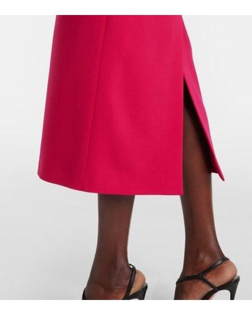 Carolina Herrera Red Off-Shoulder Wool-Blend Cocktail Dress