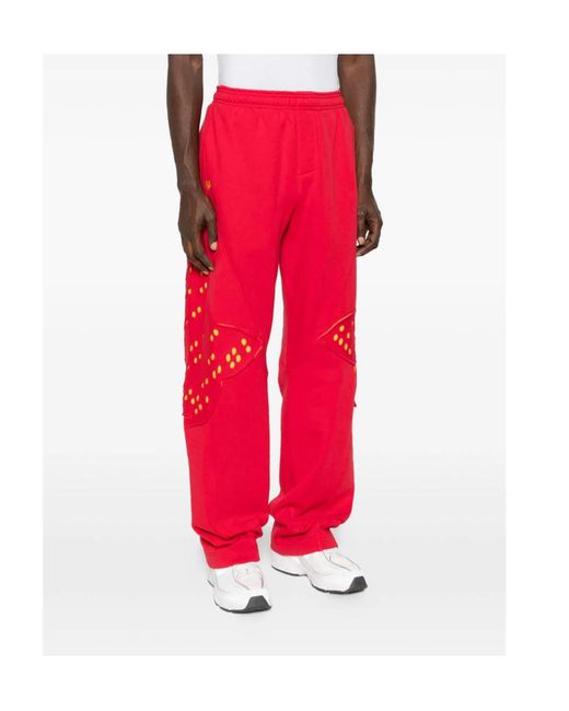 Kiko Kostadinov Red X Fox Lab Perforated Fleece Jogger for men