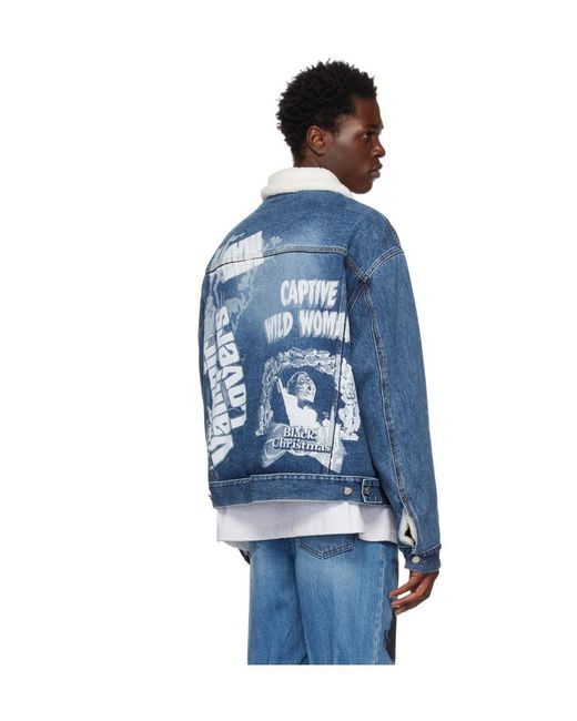 we11done Blue Logo Denim Jacket for men
