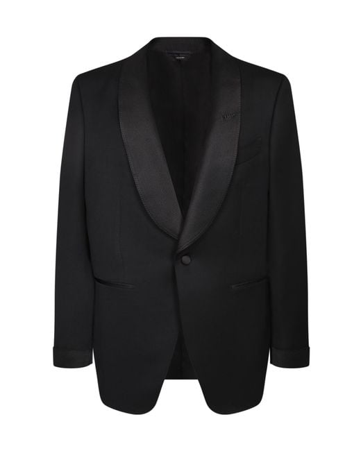 Tom Ford Black Satin-Lapel Single-Breasted Suit for men