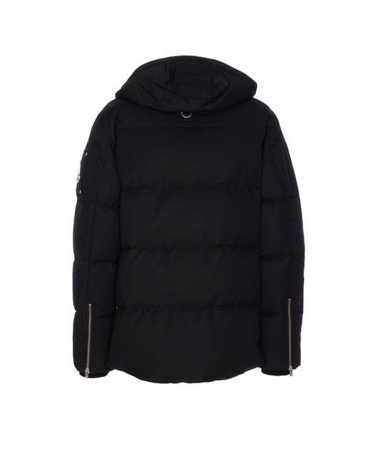 Moose Knuckles Black Zip Detailed Hooded Coat for men