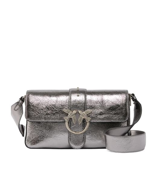 Pinko Gray Love One Classic Shoulder Bag