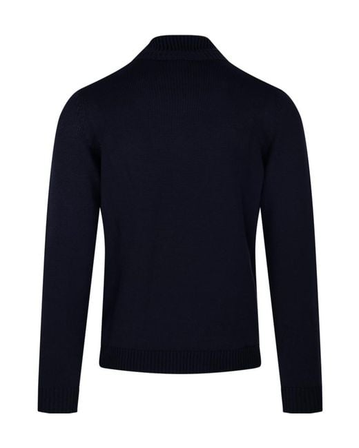 Roberto Collina Blue Virgin Wool Turtleneck Knitwear for men
