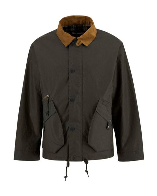 Barbour Black Corduroy-Collar Zip-Fastening Jacket for men