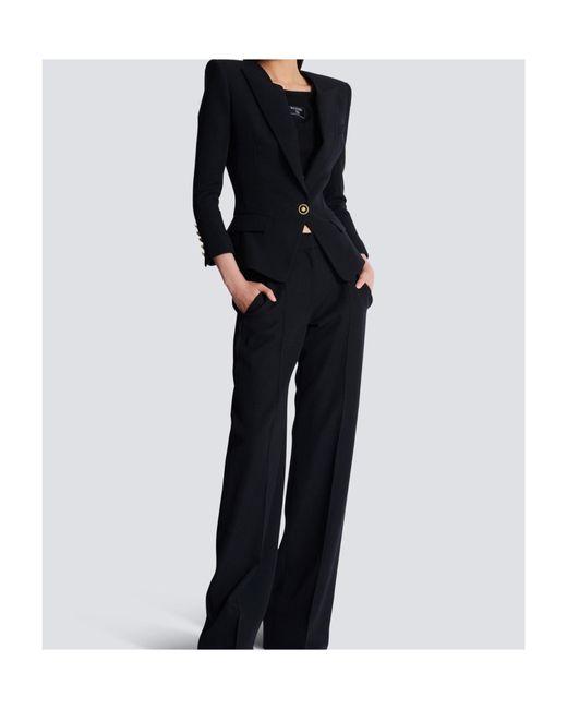 Balmain Black Grain De Poudre 1-Button Jacket