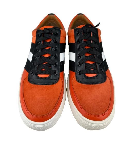 Bally Orange Logo Casual Sneakers for men