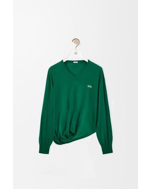Loewe Green Knotted V-Neck Sweater