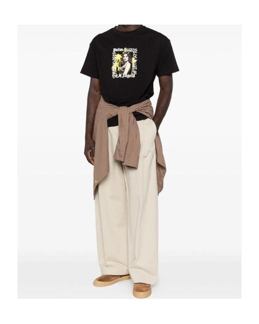 Palm Angels Black Graphic-Print T-Shirt for men