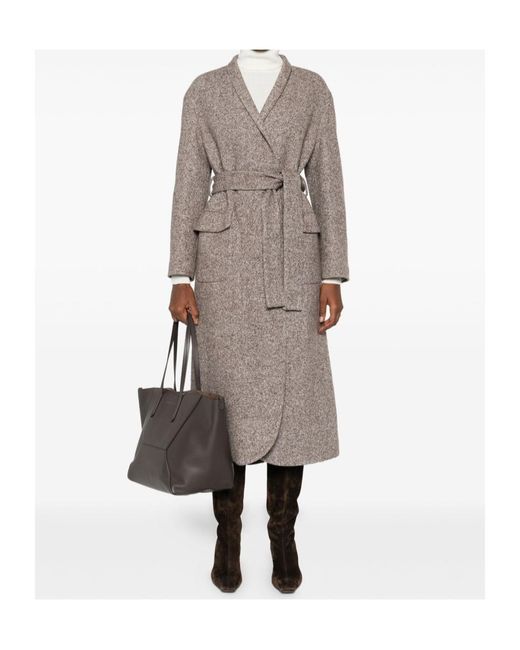 Brunello Cucinelli Brown Wool Blend Padded Coat
