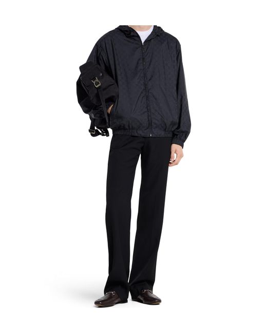 Gucci Blue Gg Jacquard Nylon Zip Jacket for men