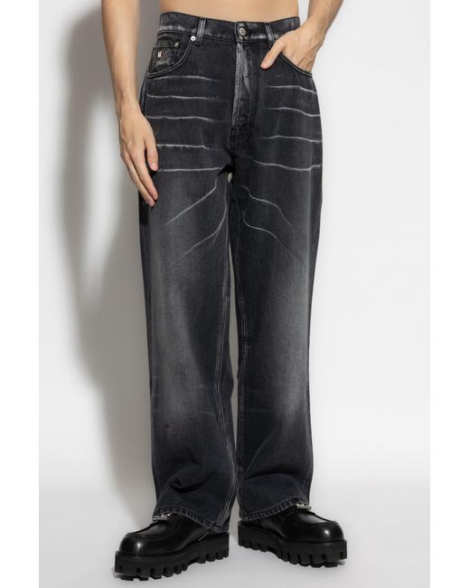Moschino Black Faded Straight Leg Jeans for men