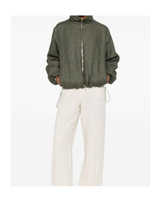 Herno Green High-Neck Zip-Up Jacket