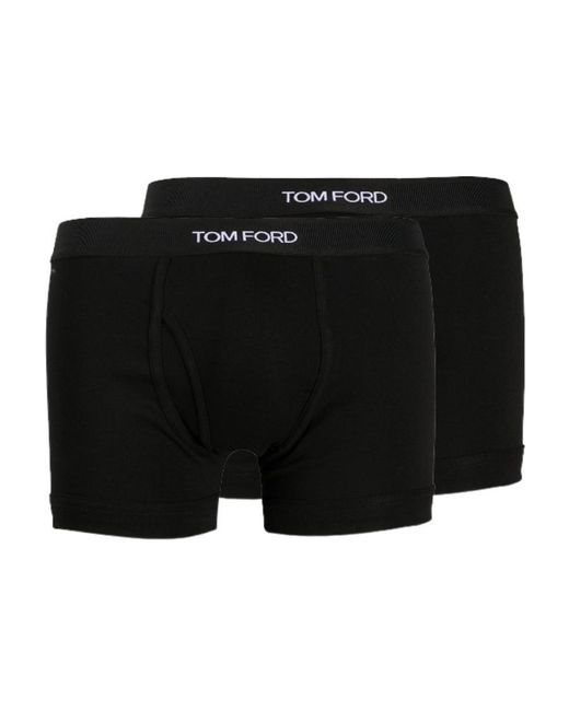 Tom Ford Black Logo Waistband Stretched Pack Of Two Briefs for men