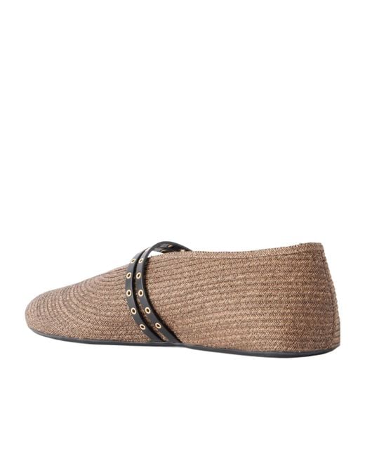 Alaïa Brown Woven Mary Jane Flats