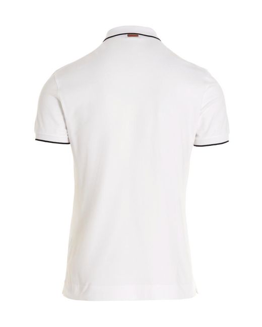 Zegna White Logo-Embroidered Short-Sleeved Polo Shirt for men