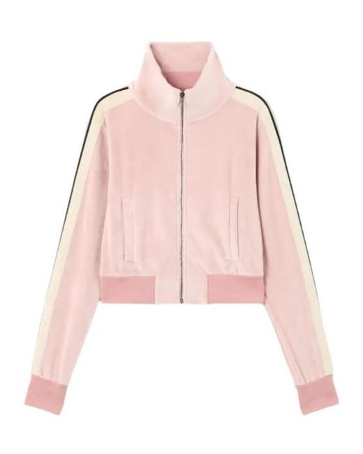 Palm Angels Pink Zip-Up Cropped Sports Jacket