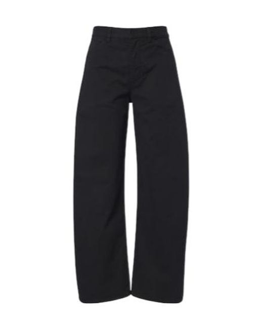 Nili Lotan Blue Tribeca Cotton Twill Barrel-Leg Pants