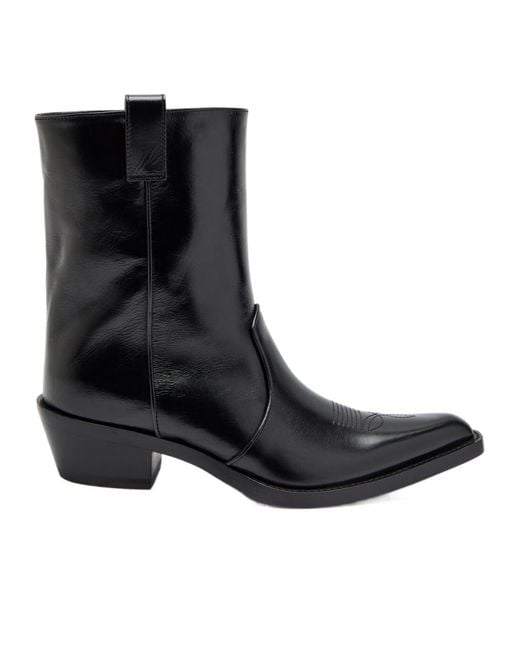 Khaite Black Clive 35 Leather Ankle Boots