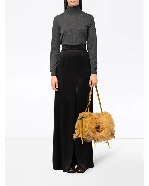 Prada Metallic Shearling Detail Bag
