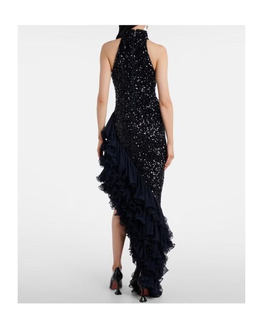 ROTATE BIRGER CHRISTENSEN Blue Ruffled Sequined Dress