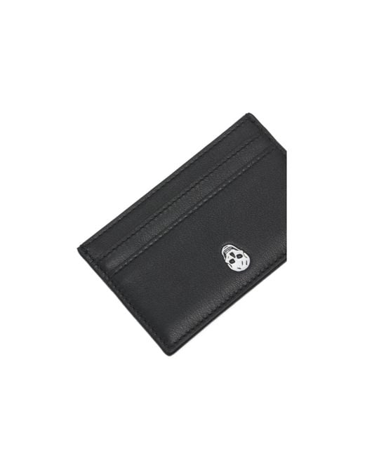 McQueen Black Skull Printed Card Holder for men