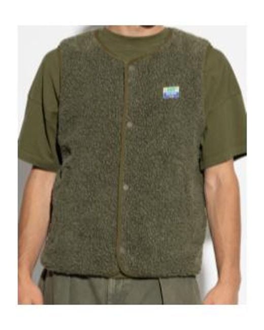 American Vintage Green Furry Logo-Patch Vest for men