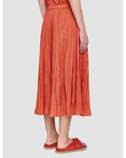 Joseph Orange Sully Pleated Silk-Habotai Midi Skirt