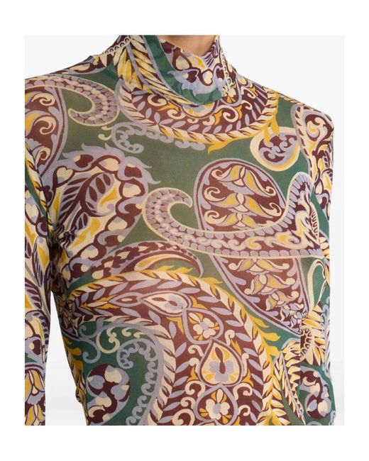 Etro Multicolor Paisley Turtleneck Top