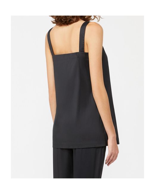 Max Mara Black Flowing Stretch Poplin Top