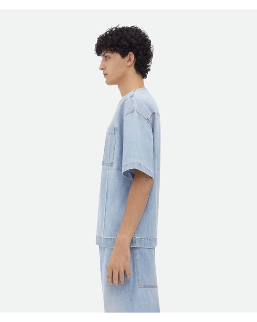 Bottega Veneta Blue Light Bleached Denim T-Shirt for men