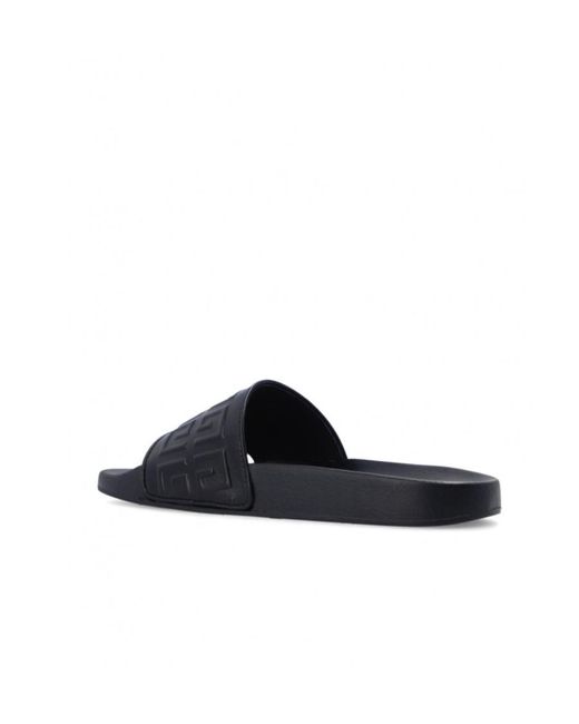Givenchy Black 4G Logo Embossed Slip-On Sandals
