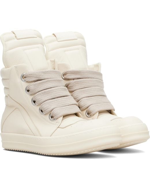 Rick Owens Natural Lace-Up High-Top Sneakers for men