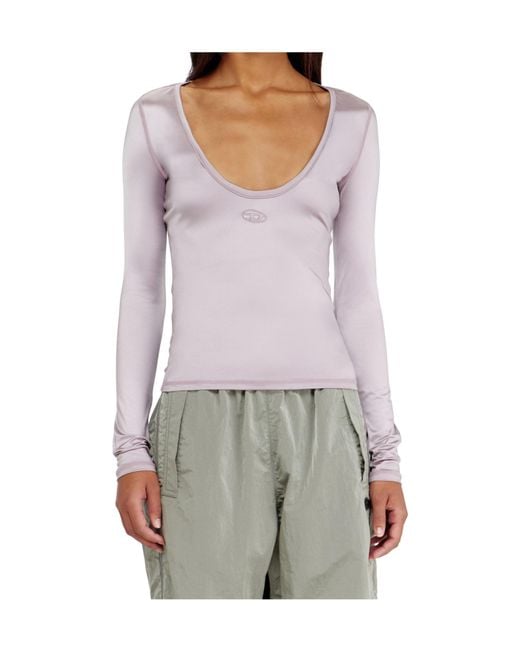 DIESEL Pink T-Elphin Scoop-Neck Long-Sleeve Top