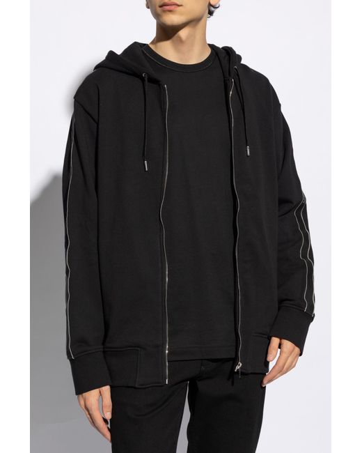 McQueen Black Drawstring Zip Up Hoodie for men