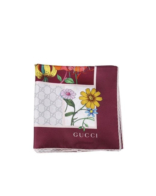 Gucci Purple Floral Printed Scarf