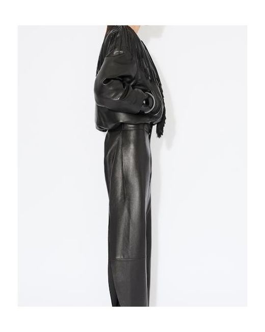Alaïa Black Alaïa Fringed Leather Bomber Jacket