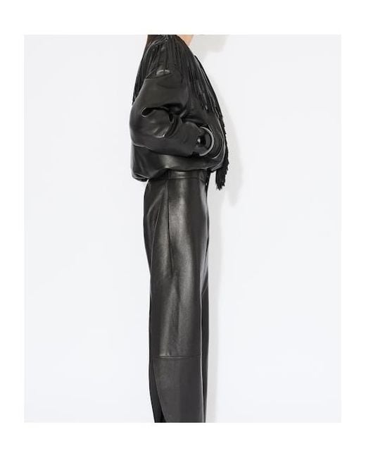 Alaïa Black Alaïa Fringed Leather Bomber Jacket