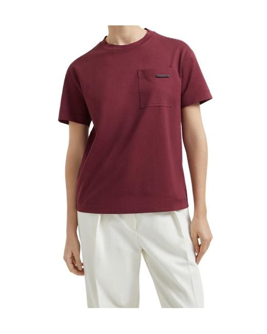 Brunello Cucinelli Red Monili-Detail T-Shirt
