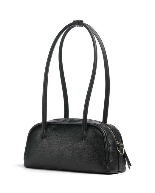 Coccinelle Black Logo-Lettering Zipped Shoulder Bag