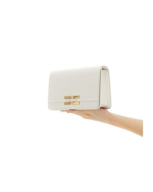 Elisabetta Franchi Natural Logo Stamp Foldover Top Shoulder Bag