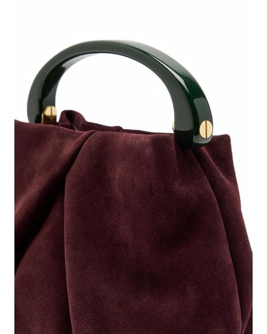 Dries Van Noten Red Crisp Suede Top Handle Bag