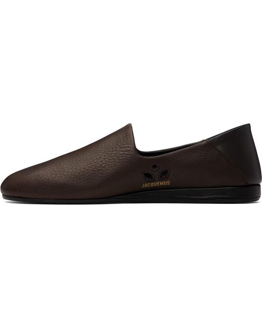 Jacquemus Brown Logo-Print Loafers for men