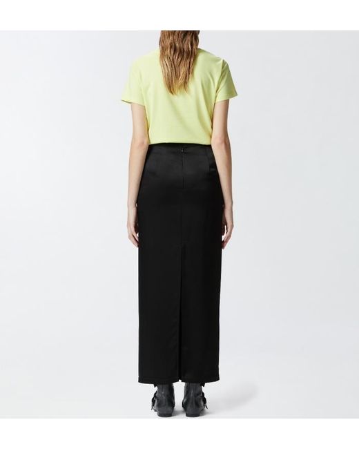 Pinko Black Rear Slit Long Satin Skirt