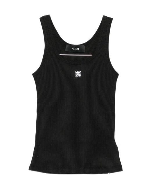 Amiri Black Logo-Embroidered Scoop-Neck Tank Top
