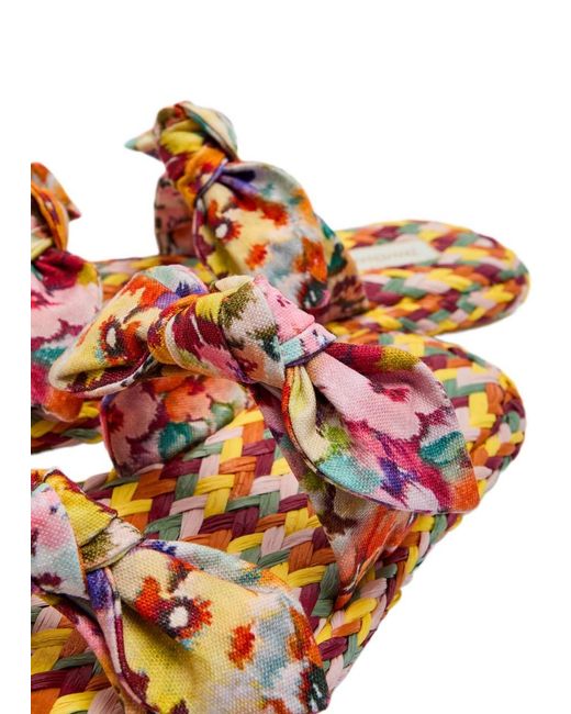 Zimmermann Red Carousel Printed Raffia Sliders