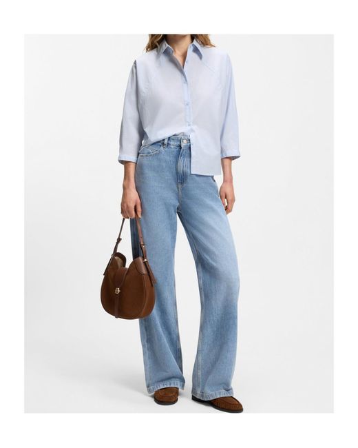 Boss White Relaxed-Fit Blouse