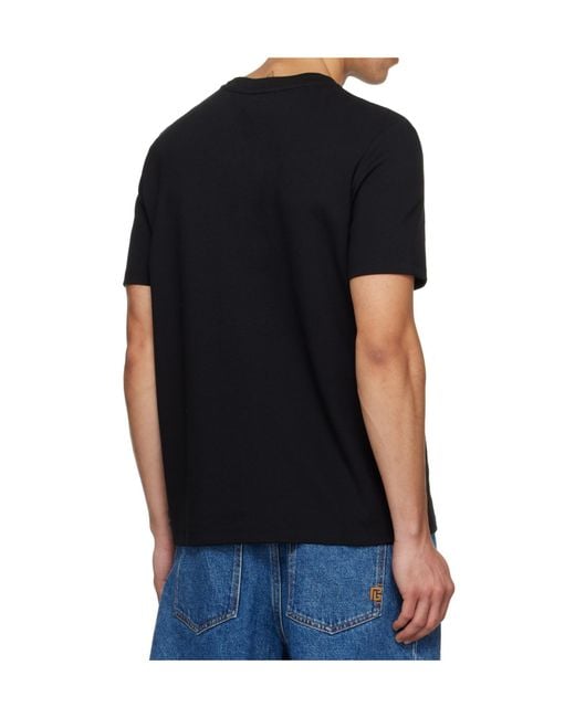 Balmain Black Logo Embroidered T-Shirt for men