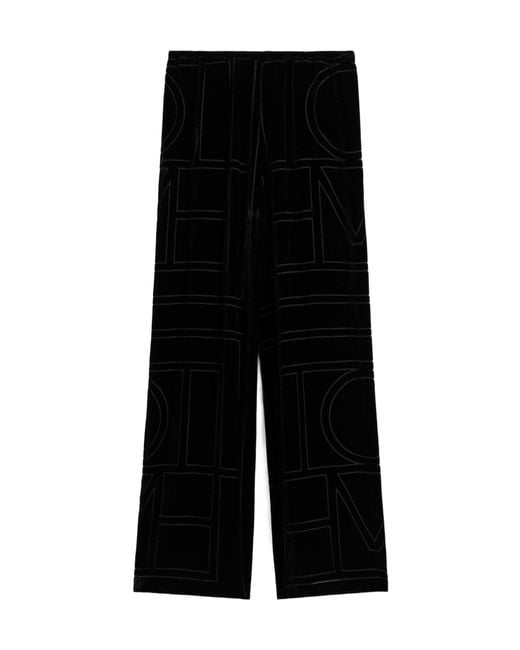 Totême Black Totême Monogram Devoré Pj Bottoms