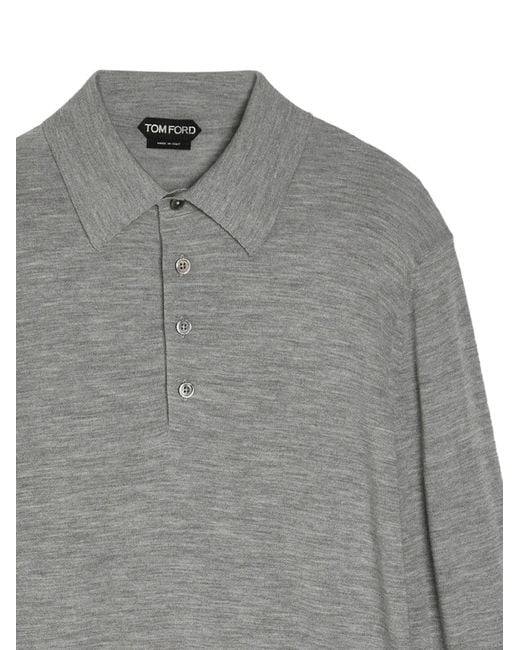 Tom Ford Gray Long-Sleeved Polo Collar Sweater for men